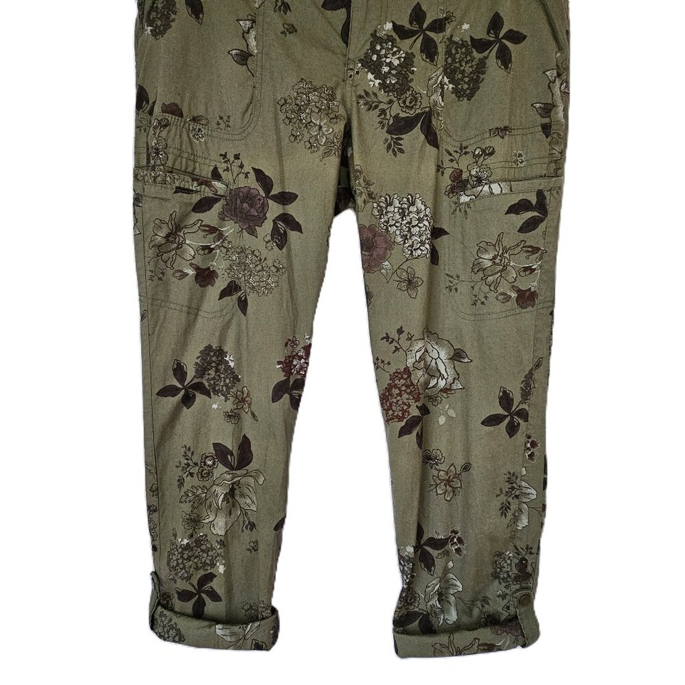 Democracy “Flex”-ellent Utility Pants – Floral Olive Green  Size 14 - Picture 2 of 16